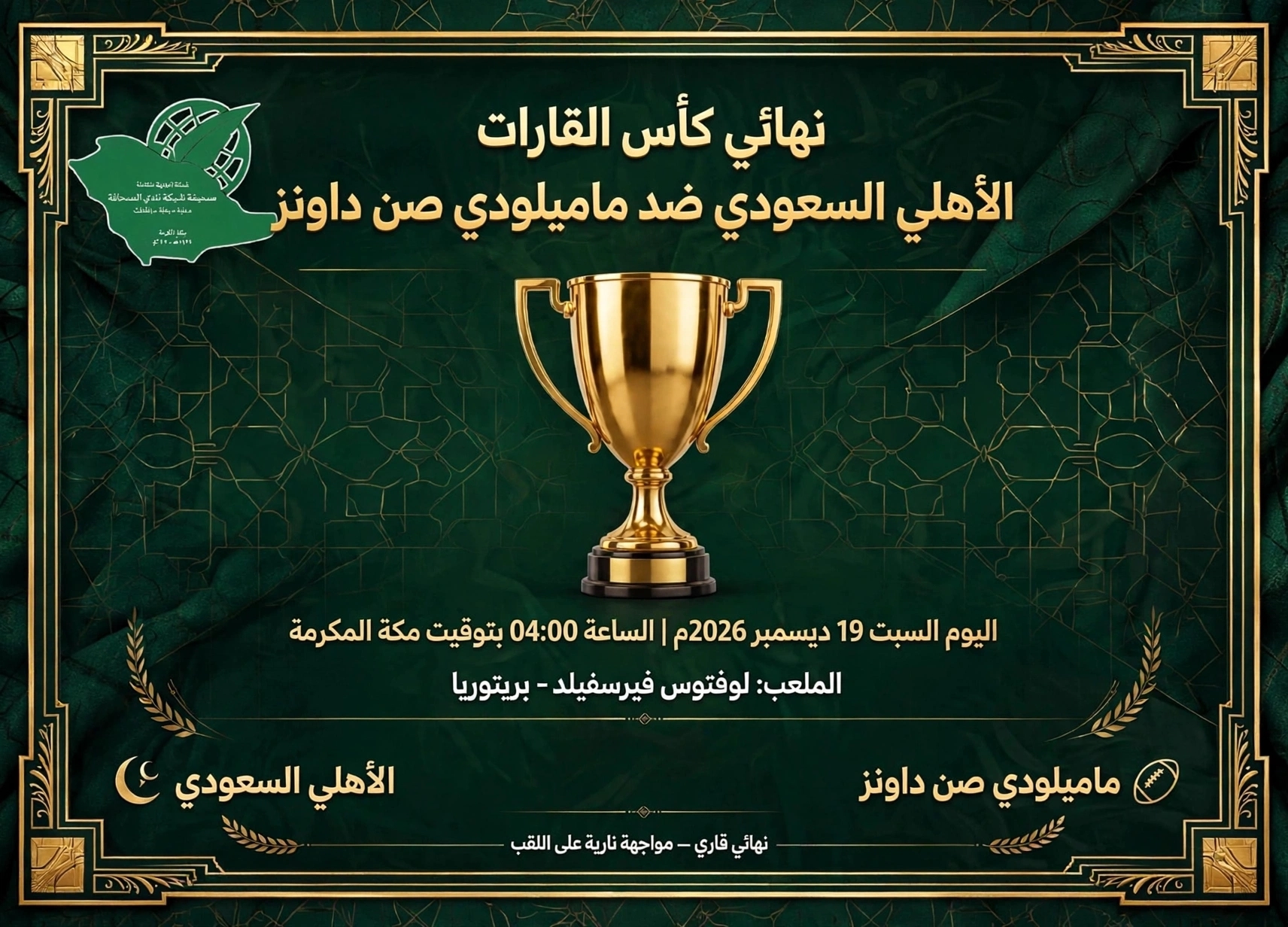 *الأهلي يسعى للعودة بلقب القارات الثلاث  من صن داونز اليوم*