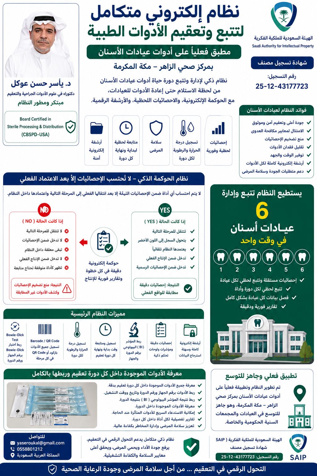 مبتكر سعودي يطوّر نظامًا إلكترونيًا لتتبع وتعقيم أدوات الأسنان بمركز صحي الزاهر بمكة المكرمة